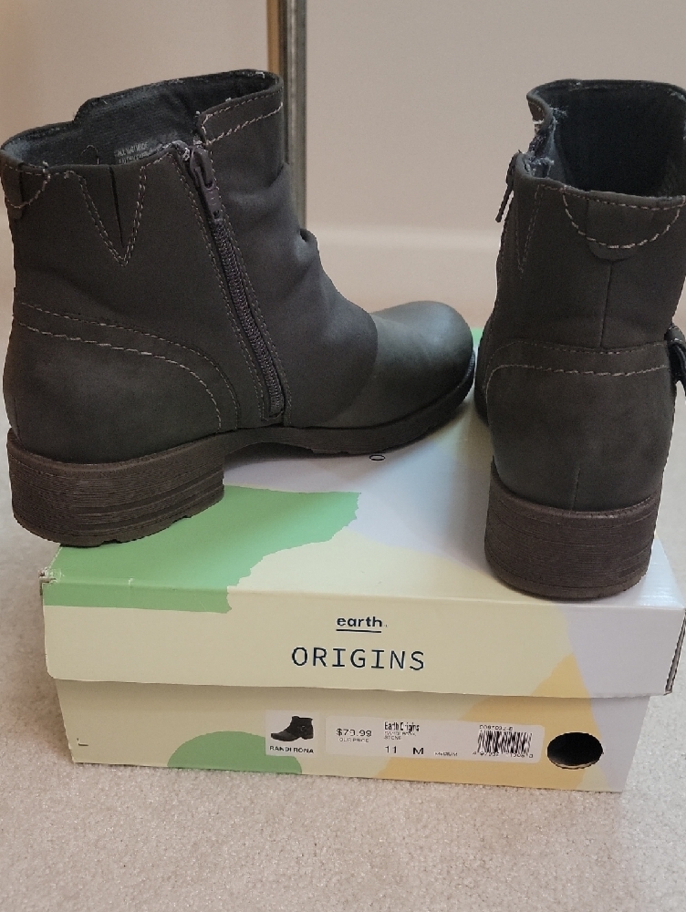 Origins - Women’s Ankle Boots - Gray Casual Zip & Buckle Bootie - Picture 4 of 4